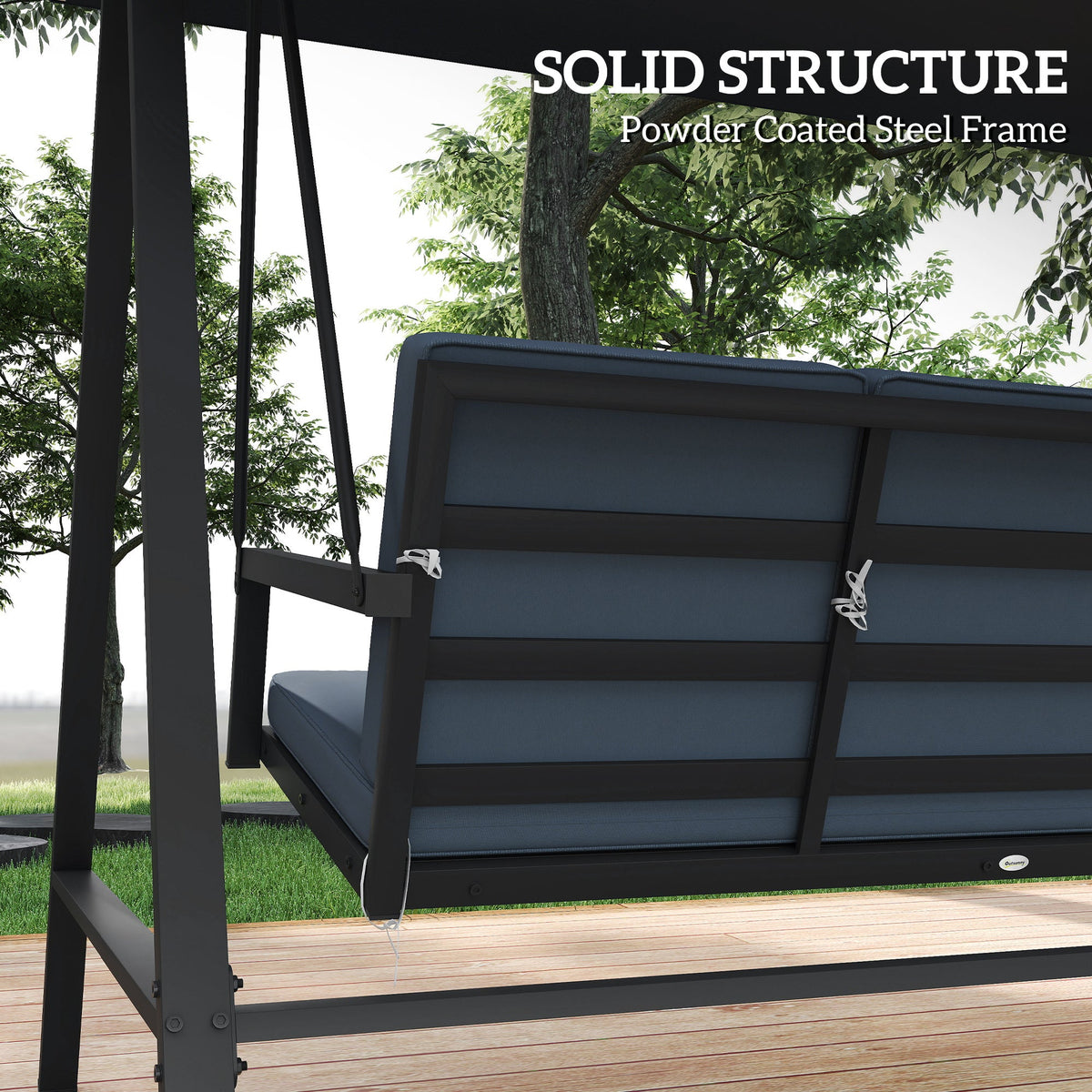 Outsunny Three-Seat Garden Swing Chair, with Adjustable Canopy - Dark Grey - product image 4