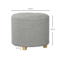 HOMCOM 40.5L Teddy Fleece Storage Ottoman - Grey