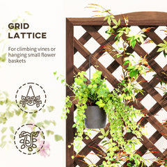 Outsunny 53L Garden Wooden Planter Box with Trellis Free Standing Flower Raised Bed with Lattice for Climbing Plants, 76cm x 36cm x 170cm, Dark Brown