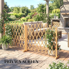 Outsunny 2 Pack Expanding Fence Panels, Wooden Freestanding Garden Fence with Stable Feet, 180 x 30 x 103cm, Brown