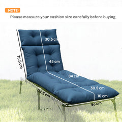 Outsunny Set of Two 190 x 56cm Sun Lounger Cushions - Navy Blue