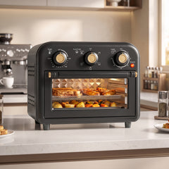 HOMCOM Air Fryer Toaster Oven, Convection Countertop Oven, with Adjustable Temperature and Timer, 12 L, Black