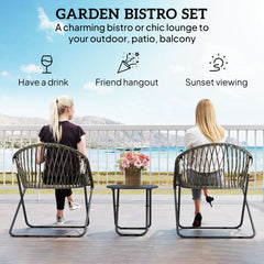 Outsunny Patio Bistro Set, Folding Patio Furniture Set with 2 Chairs and Table, Grey
