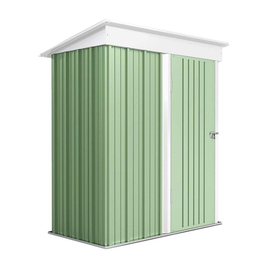 Outsunny Metal Garden Shed, Outdoor Lean-to Shed for Tool Motor Bike, with Adjustable Shelf, Lock, Gloves, 5'x3'x6', Green