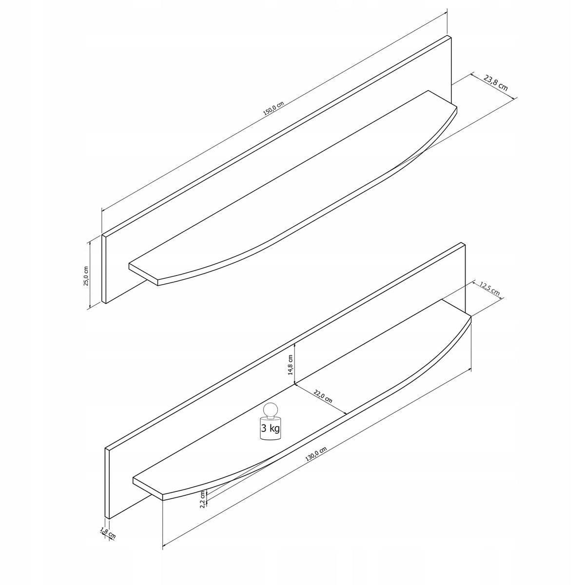 Isla 70 Shelf 150cm - product image 2