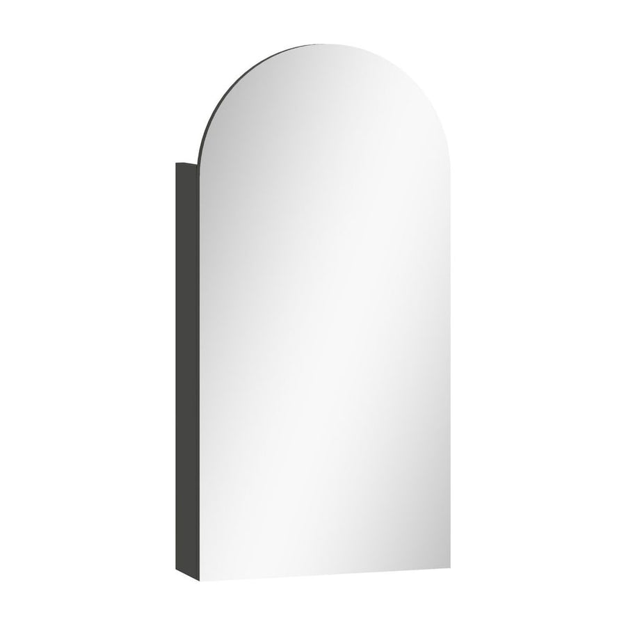 HOMCOM Arched Bathroom Mirror Cabinet with Adjustable Glass Shelves in Black