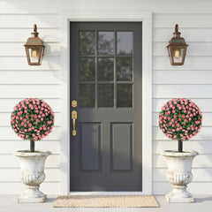 HOMCOM Artificial Rose Topiary UV Resistant, 2-Pack Fake Plants, 55 cm, Pink