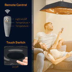 Close up of the touch switch and remote control functions for the patio heater