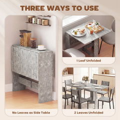 HOMCOM Folding Dining Table, Space-Saving Drop Leaf Kitchen Table for 4-6 People Grey