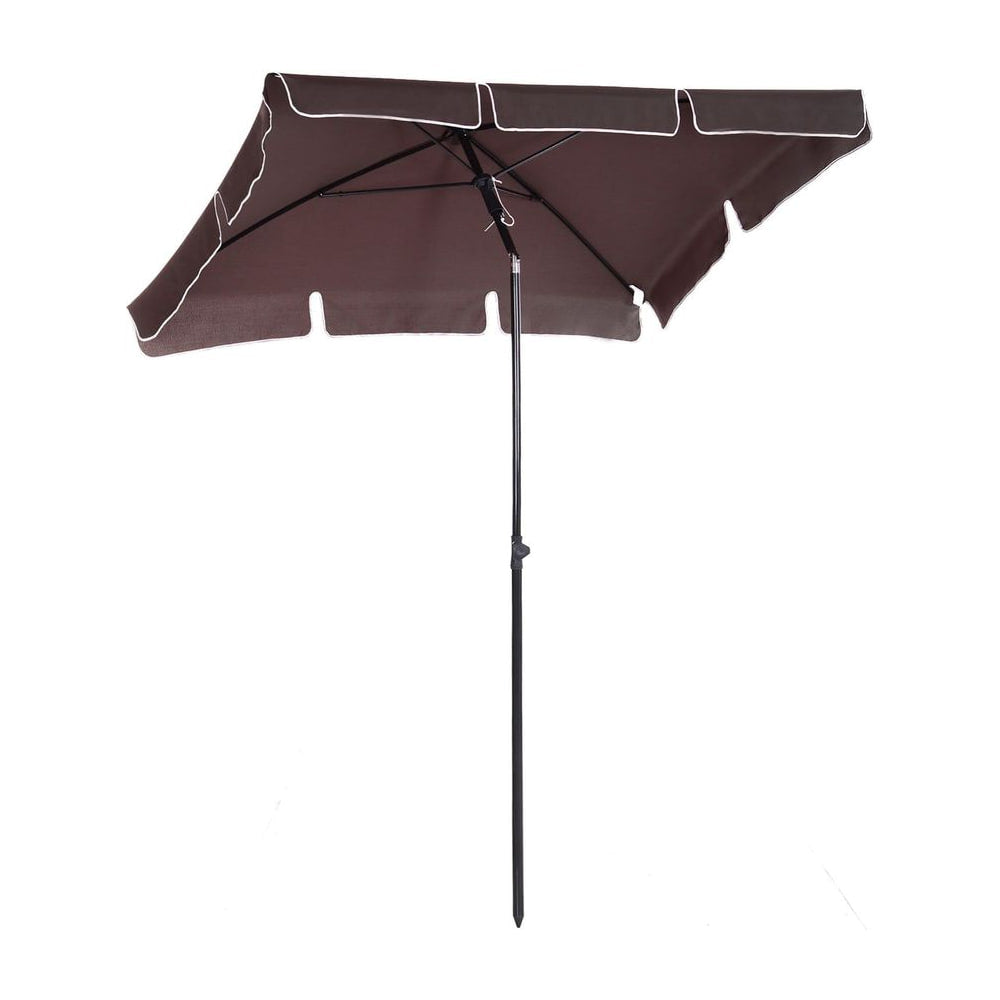 Outsunny Garden Parasol Umbrella, Outdoor Market Table Umbrella with Ruffles & Aluminium Pole, Rectangular Tilting Parasol