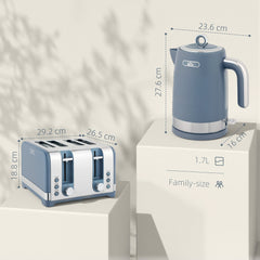 HOMCOM Sleek Textured Kettle and Four-Slice Toaster Set - Blue - product image 3