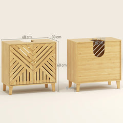 HOMCOM Bamboo Bathroom Under Sink Cabinet with Adjustable Shelf for Basin without Pedestal - Natural