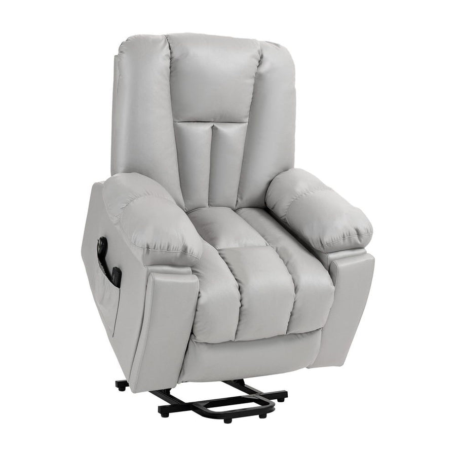 HOMCOM Leathaire Eight Massage Point Armchair, with Reclining Back - Light Grey