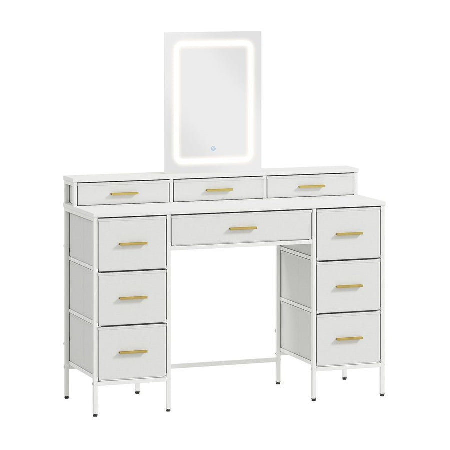 HOMCOM Multi-Storage Elegant Dressing Table, with LED Mirror - White