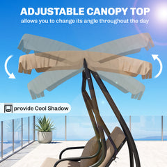 Outsunny Three-Person garden Swing Chair, with Adjustable Canopy - Light Brown