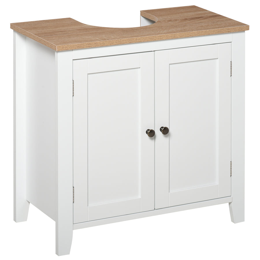 kleankin Under Sink Cabinet, Bathroom Sink Cabinet with 2 Doors, Pedestal Under Sink Design, Freestanding Bathroom Cupboard