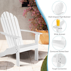 Close up of a white Adirondack chair showing its features