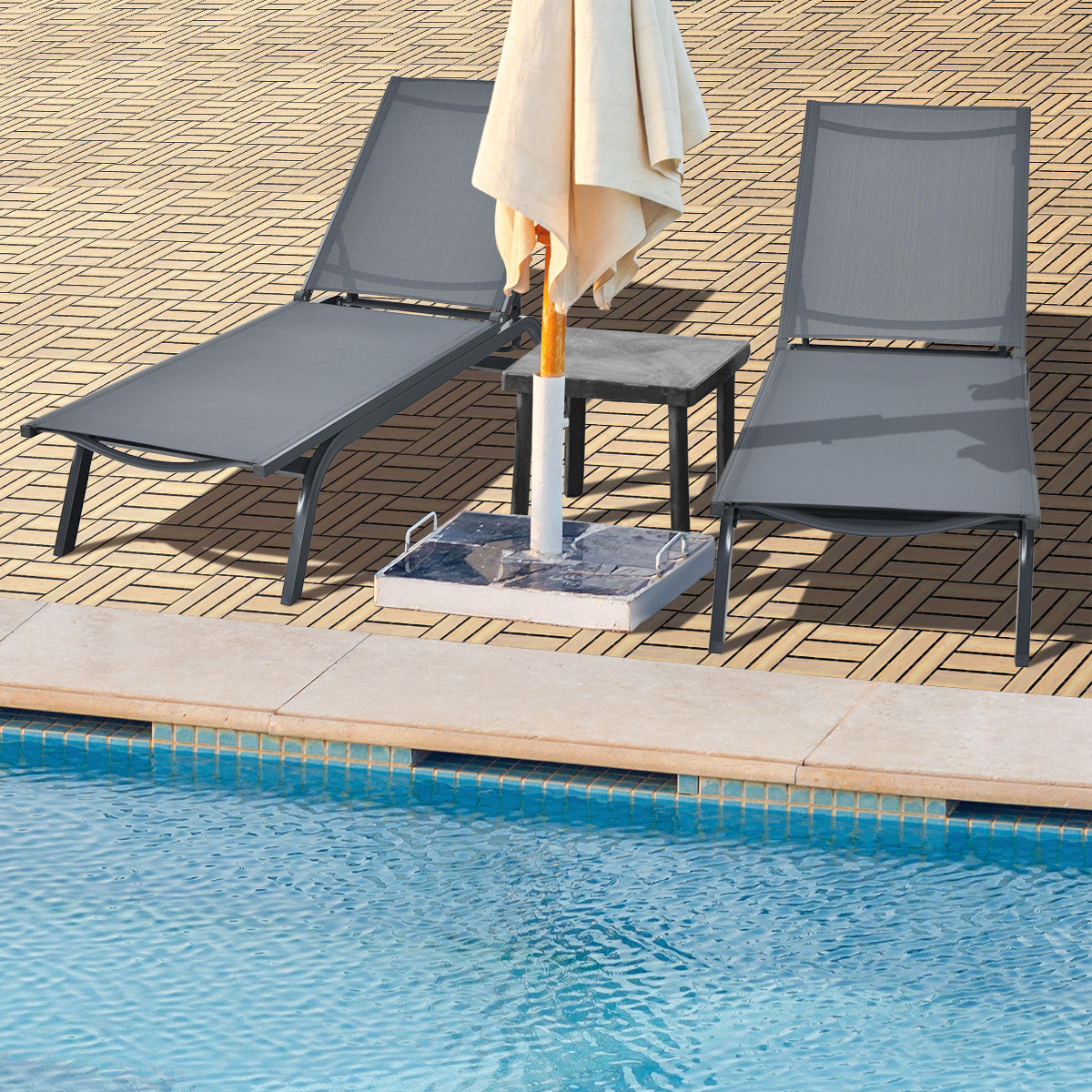 Acacia Wood Interlocking Floor Tiles for Terrace and Balcony