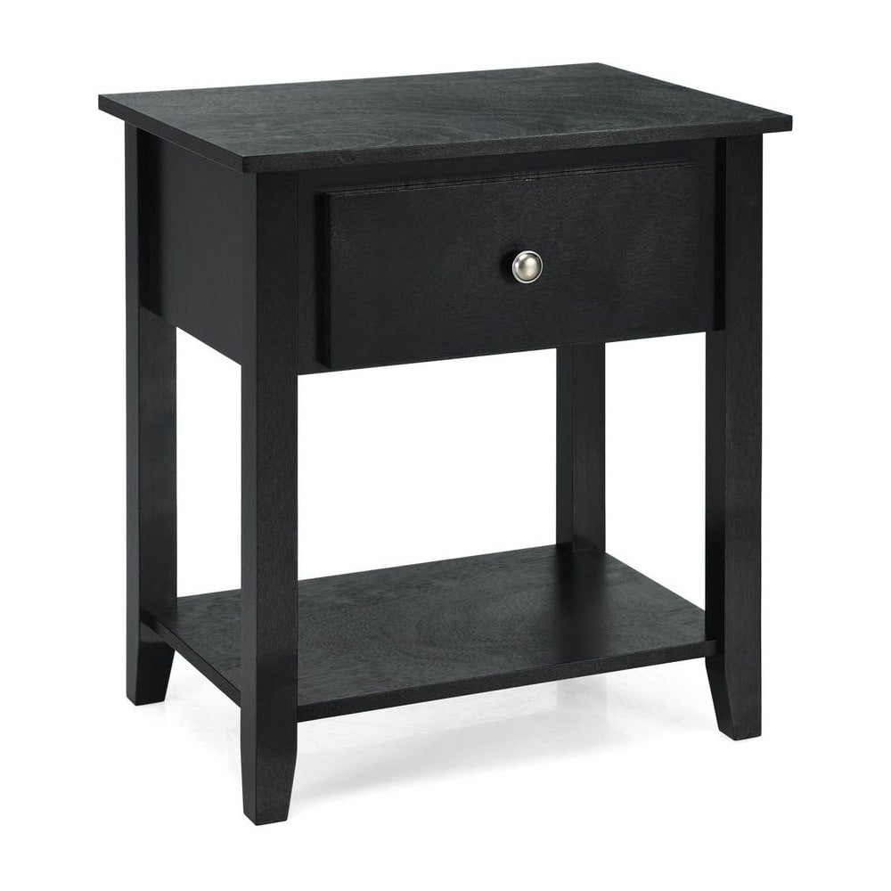 Accent Table with a single drawer and an open storage shelf in a black finish