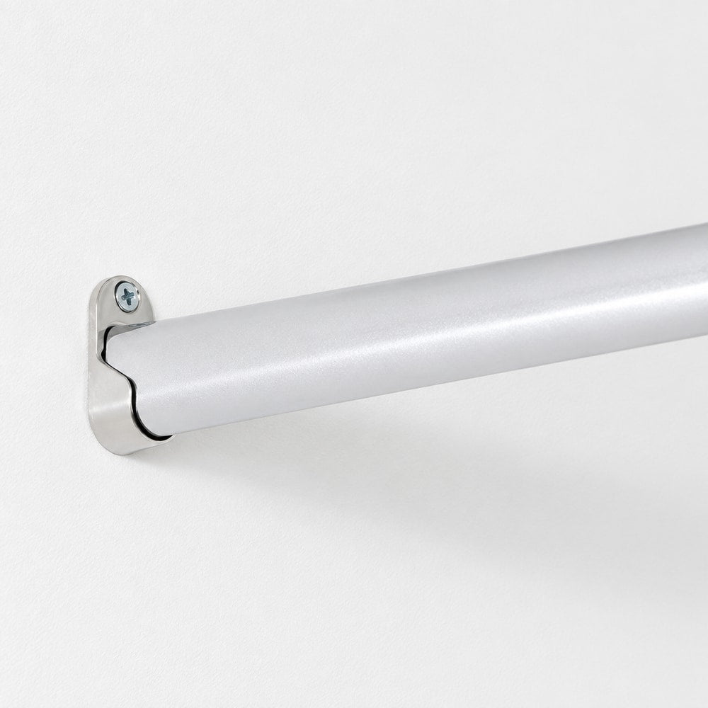 Metallic rod with bracket on a white background