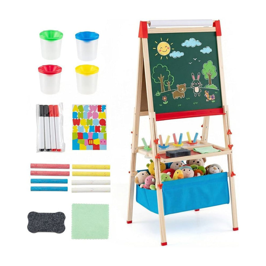 Adjustable Art Easel with Magnetic Chalkboard and Whiteboard-Colourful