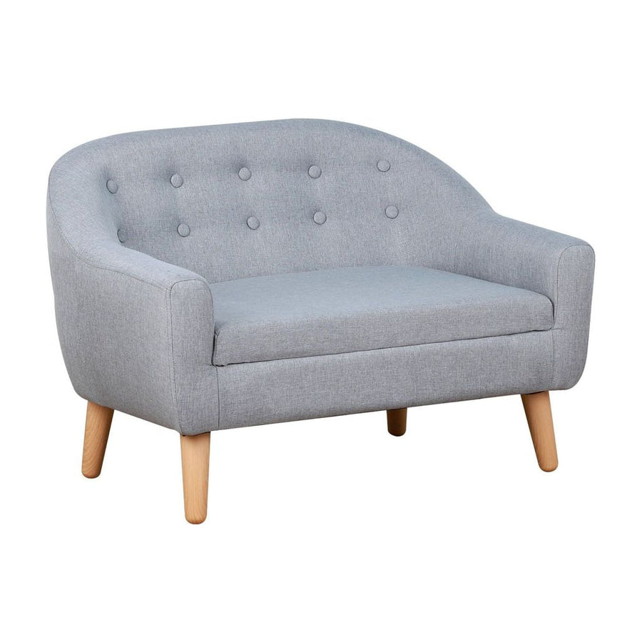 HOMCOM Children's Armchairs Kids Armchair Toddler Chair 2 Seater Wood Frame Mini Sofa for Bedroom Playroom Grey