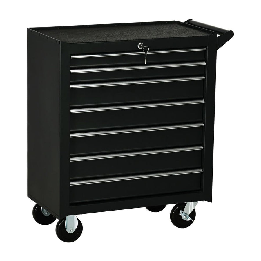 DURHAND 7-Drawer Tool Box on Wheels, Lockable Tool Cabinet with EVA Pat & Ball Bearing, Matte Black