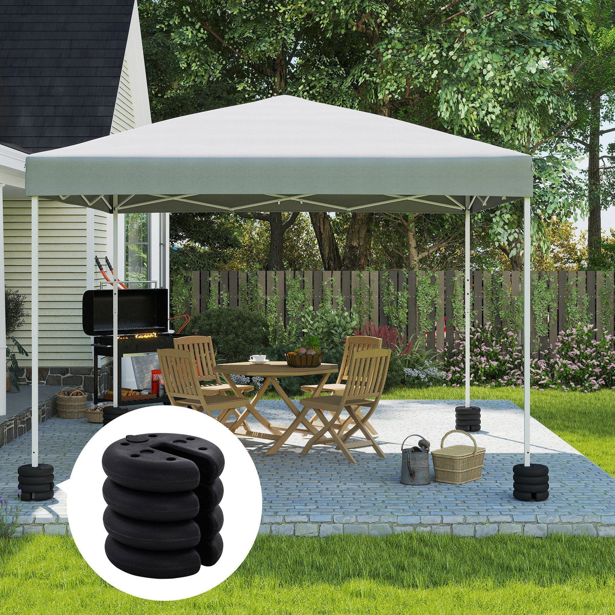 Outsunny Pop up Canopy Weight Set of 4, Heavy Duty Sand Fillable Tent Leg Weights for Marquee Party Tent Canopy, Total 20kg