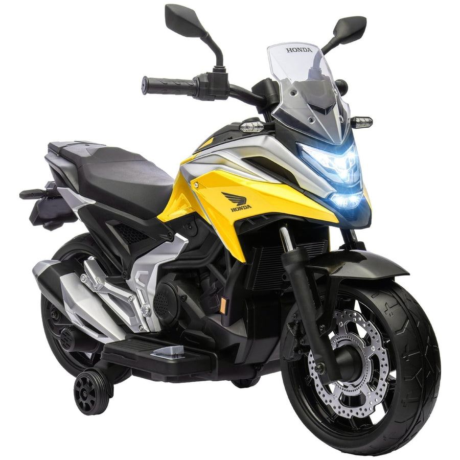 AIYAPLAY 12V Honda Licensed Kids Electric Motorbike w/ Music in yellow with black detailing