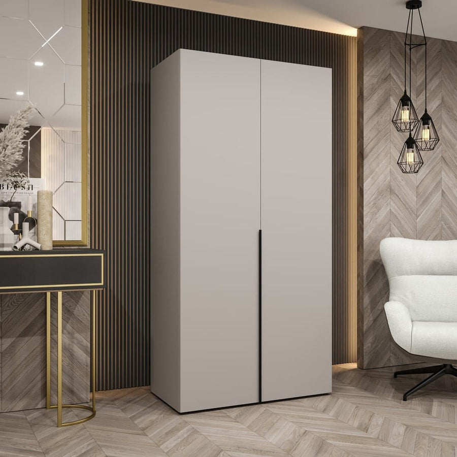 Alicante I Hinged Door Wardrobe 100cm in a modern bedroom setting with grey doors