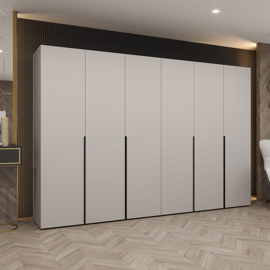 Alicante I Hinged Door Wardrobe 300cm in a light grey finish, showing the full front of the unit