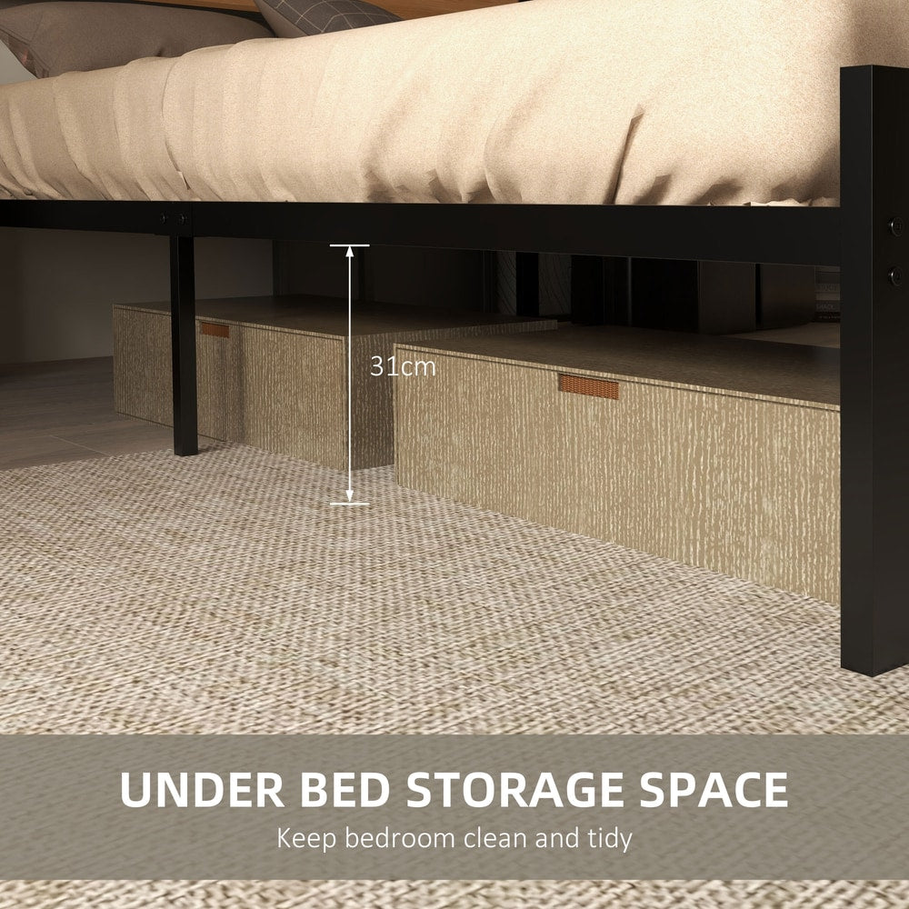 Under bed storage space shown with boxes in a bedroom