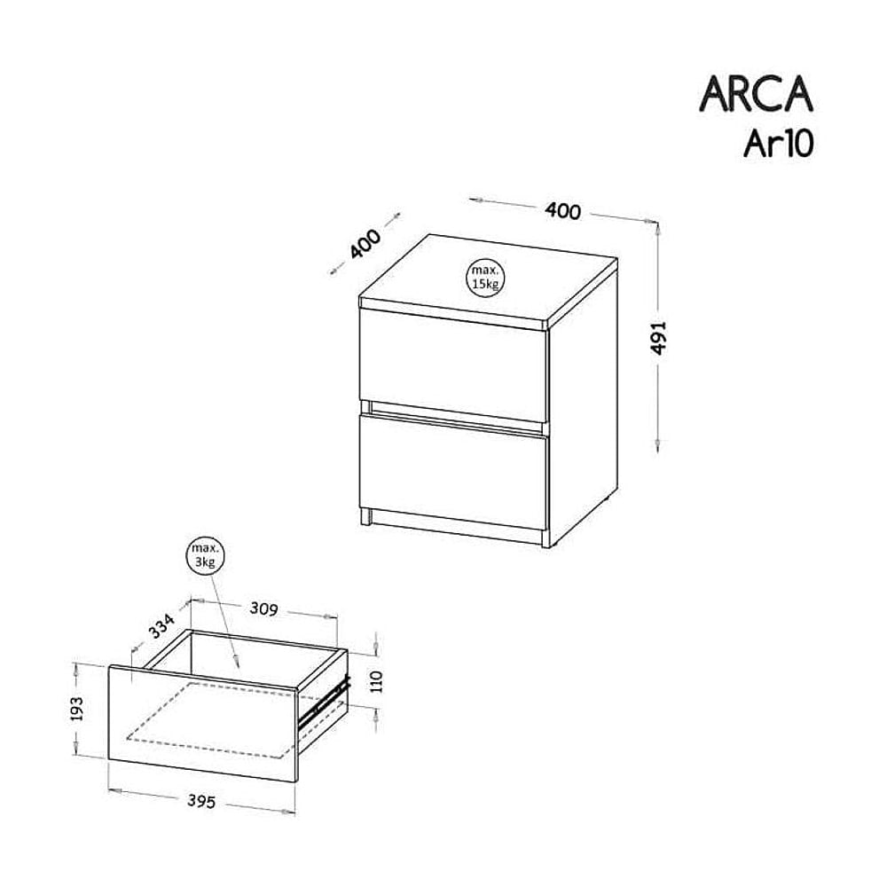 Arca AR10 Bedside Cabinet 40cm - product image 3
