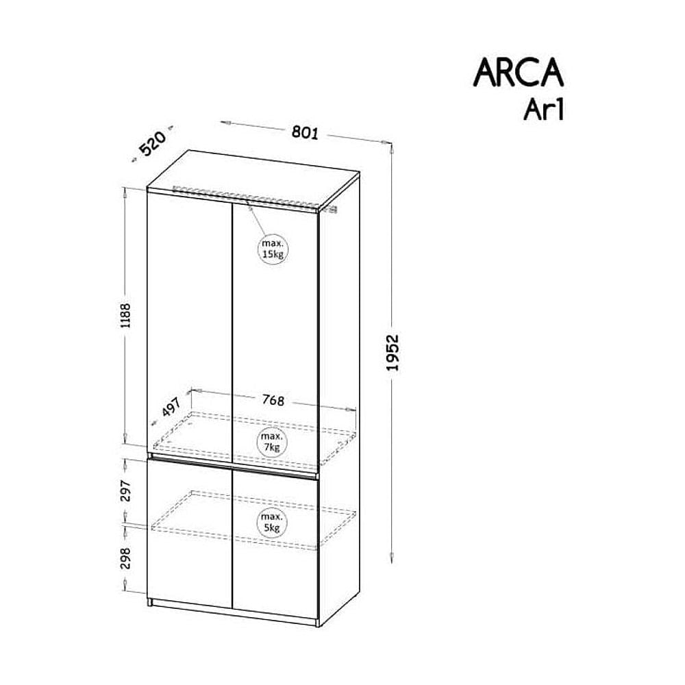 Arca AR1 Hinged Wardrobe 80cm - product image 3