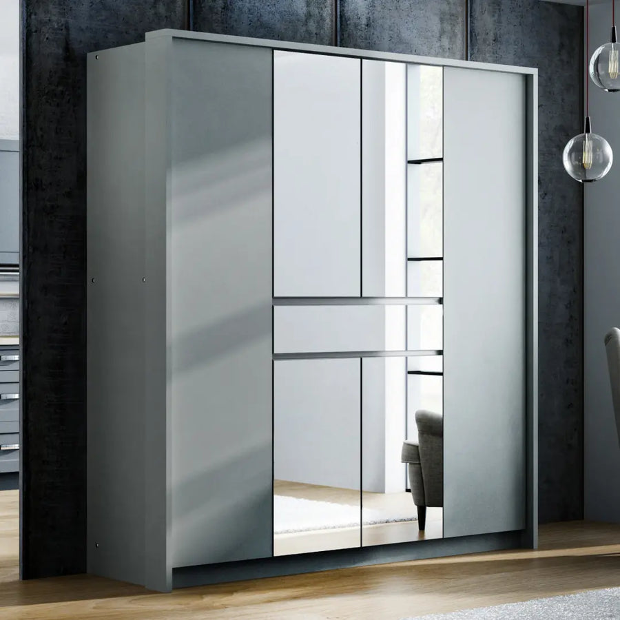 Split Hinged Door Wardrobe 200cm in Platinum