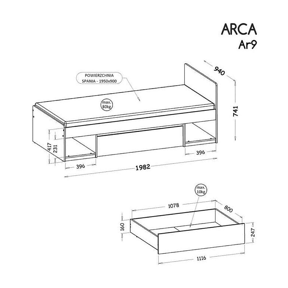 Arca AR9 Bed with Drawer - product image 3