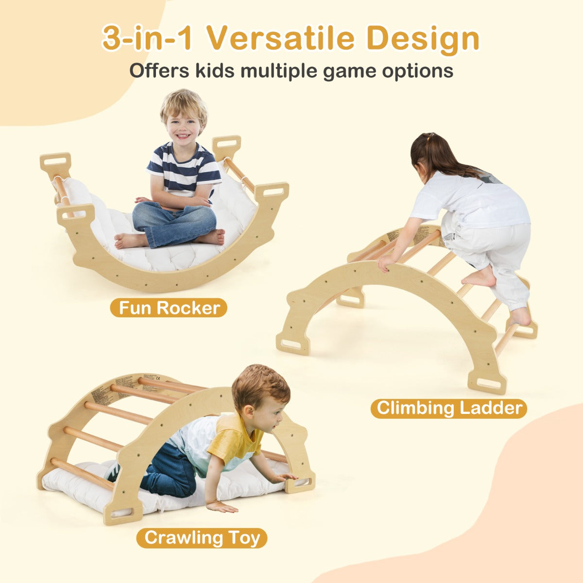 2-in-1 Arch Rocker with Soft Cushion-Natural