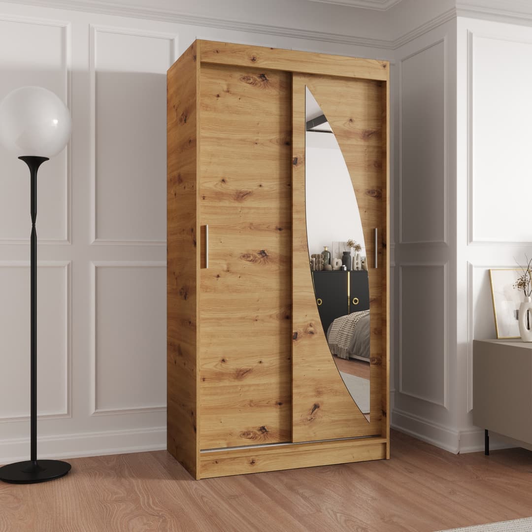 Milo Sliding Door Wardrobe 100cm in Oak Artisan