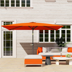 Outsunny 3x2m Garden Parasol Umbrella with Aluminium Pole, Tilt and Crank, Rectangular Outdoor Table Parasol Sun Shade for Patio, Orange