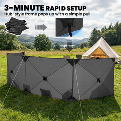Outsunny Camping Windbreak Pop Up Windbreaker Blocker with Ropes Pegs for Beach Caravan Outdoor 480 x 120 cm
