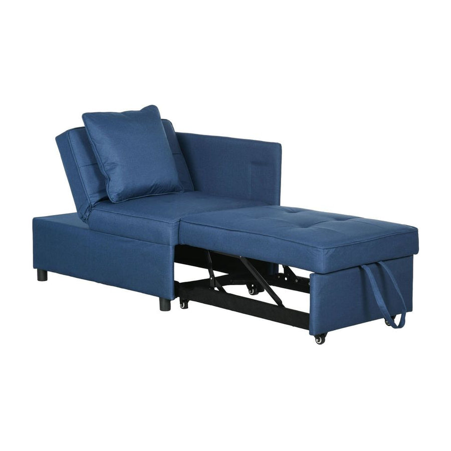 HOMCOM Convertible Single Sofa Bed with Thick Padded Seat, 3-in-1 Multi-Functional Sleeper Chair Bed with Magazine Pocket