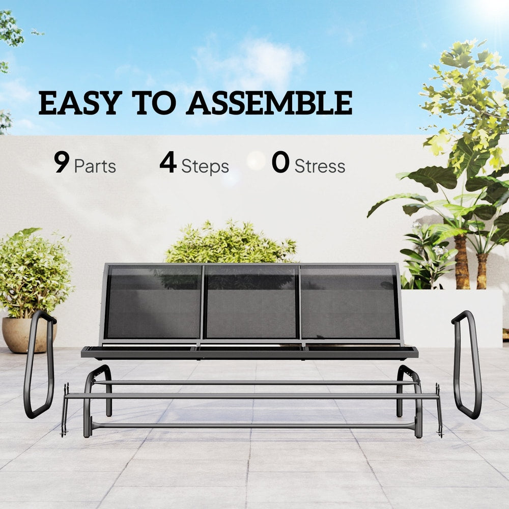 Outsunny 3-Seat Glider Rocking Chair for 3 People Garden Bench Patio Furniture Metal Frame, Black - product image 5