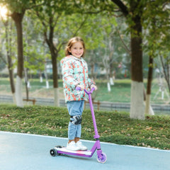 AIYAPLAY Electric Scooter for Kids Aged 4-7 Years, with Flashing LED Lights, Rear Auxiliary Wheels, Purple