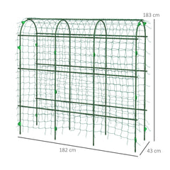 Outsunny 183 cm Tall Metal Garden Trellis, Arch Trellis for Climbing Plants Outdoor with Climbing Net