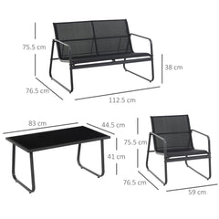 Outsunny Four-Piece Minimalistic Garden Sofa Set - Black