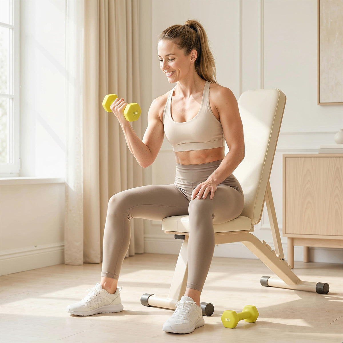 SPORTNOW 2 x 1kg Hexagonal Dumbbells Weights Set with Non-Slip Grip for Home Gym Workout, Yellow