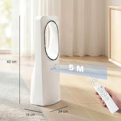 HOMCOM Bladeless Tower Fan for Bedroom, 36dB Standing Cooling Fan with Oscillating, 3 Speeds, 3 Modes, 15H Timer, White