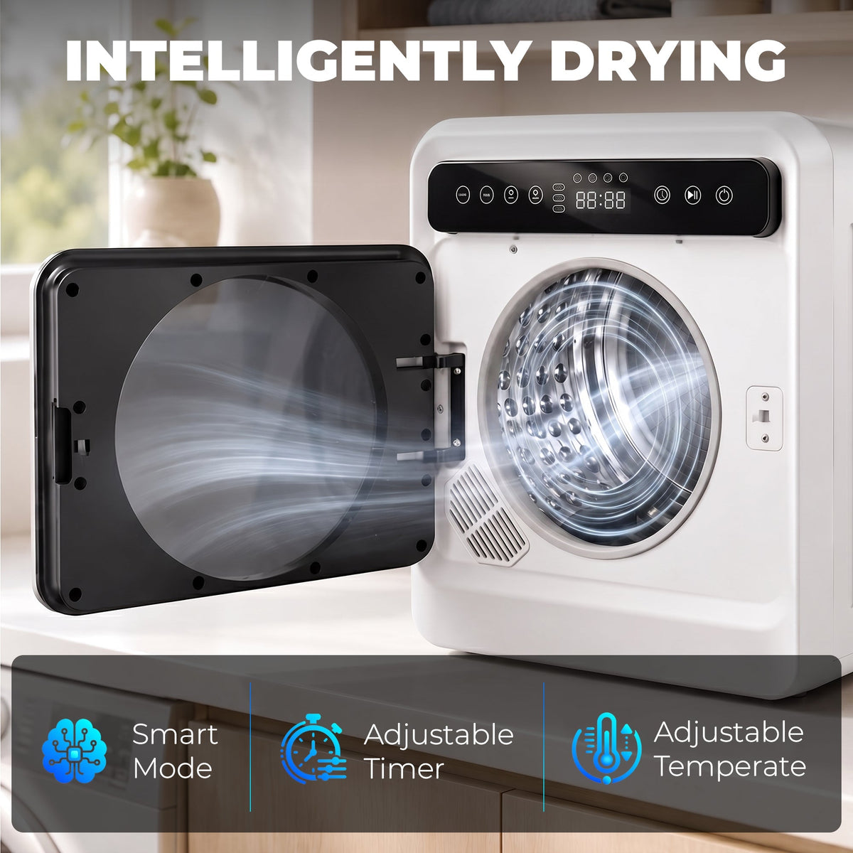 HOMCOM 5kg Vented Tumble Dryer, 1000W Compact Tumble Dryer with Smart Drying, Freestanding Stackable Clothes Drying Machine
