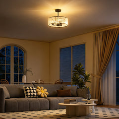 HOMCOM Crystal Ceiling Light, Semi Flush Mount Modern Crystal Chandelier Ceiling Light, E14 Base 3-Lights, Bulbs Not Included