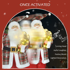 HOMCOM 120cm Animated Santa Claus Figure, with Sound and Lights - Red/Green